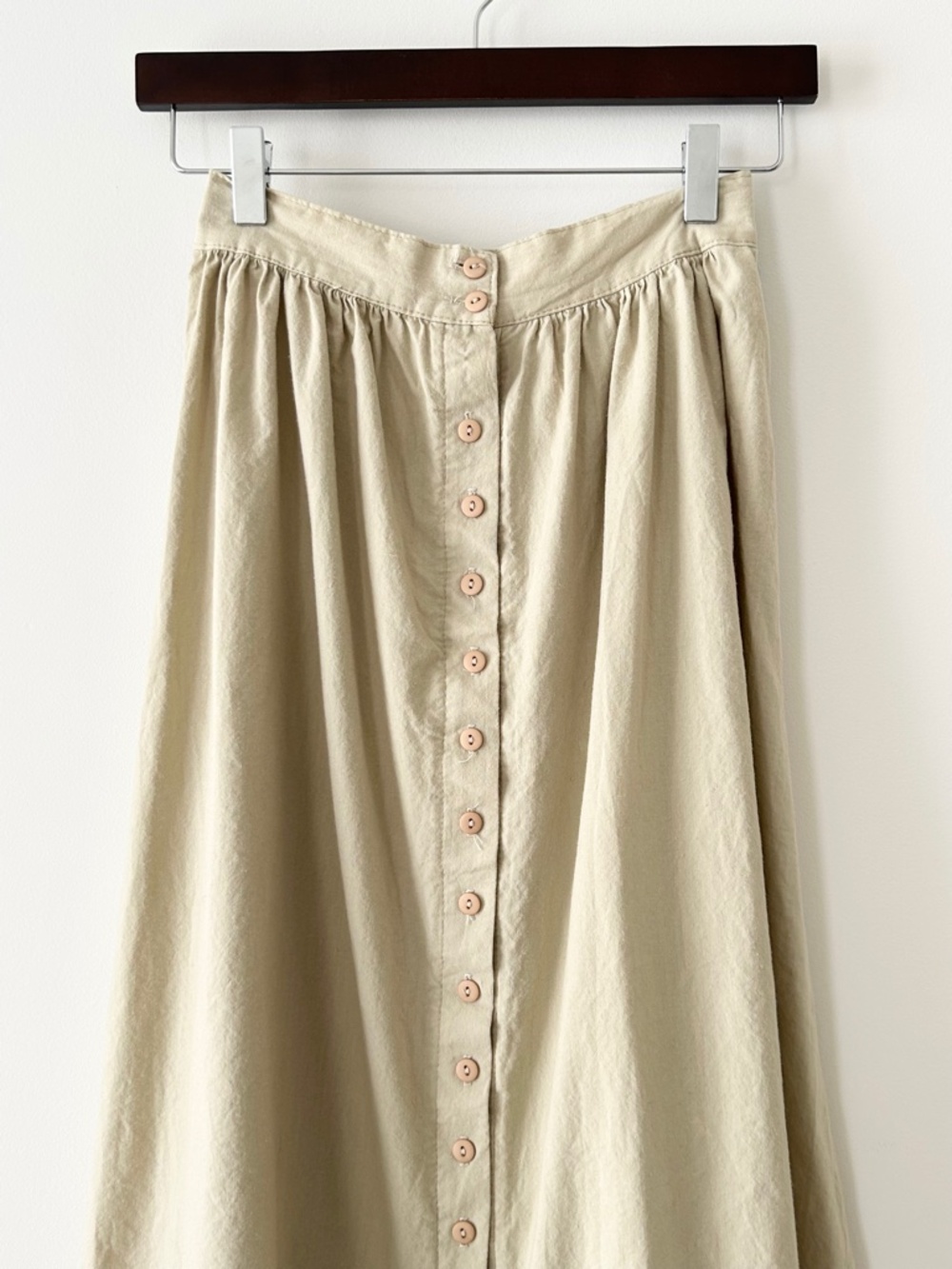 Vintage Byer California 100% Cotton Eyelet Lace Trim Button Midi Skirt - Picture 2 of 16